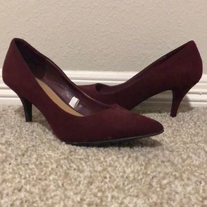 Dark cranberry colored 2 inch pumps